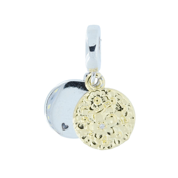 Dije Para Pulsera Con Placa Circular Dorada