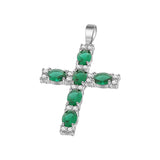 Cruz De Plata Con Ciconia De Color