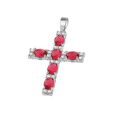 Cruz De Plata Con Ciconia De Color