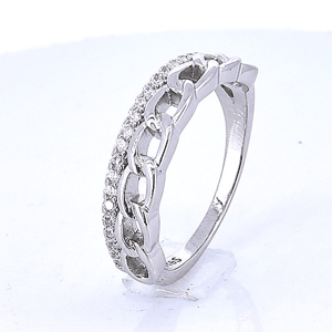 Anillo Doble de Cadena Circonia