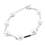 Pulsera De Plata Con Perla Y Circonia