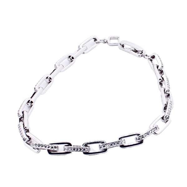 Pulsera de Eslabón Cuadrado de Circonia