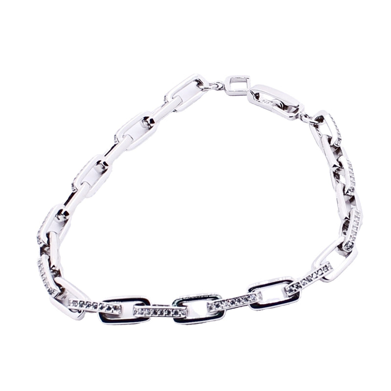 Pulsera de Eslabón Cuadrado de Circonia