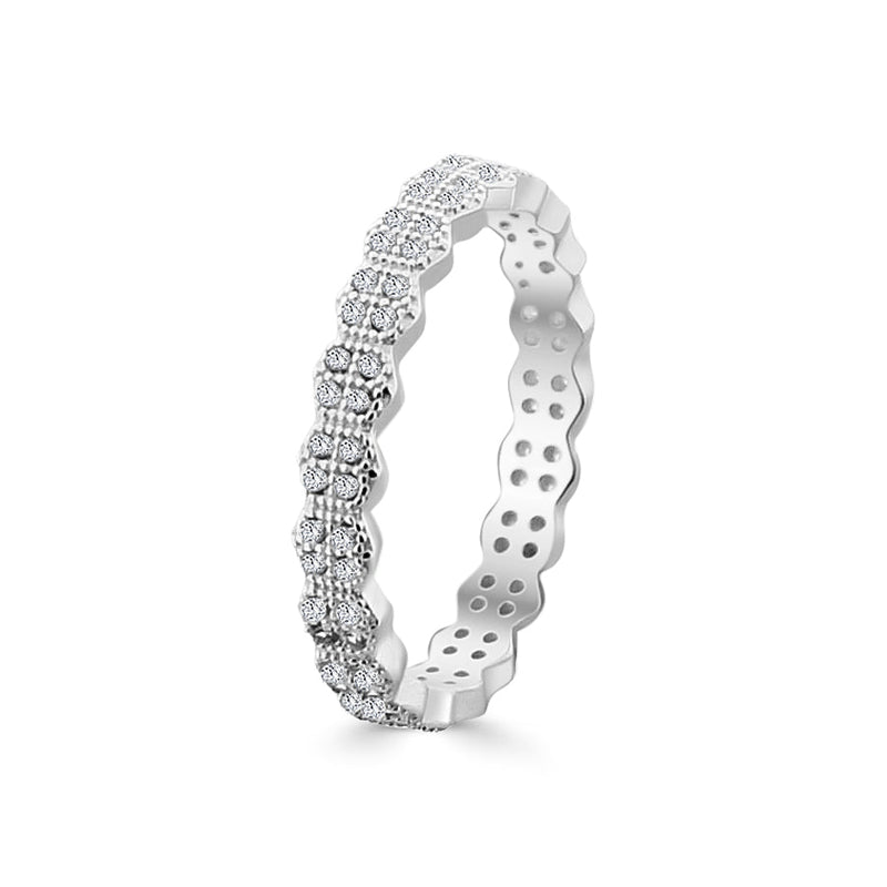Anillo Churumbela De Hexágonos Con Circonia