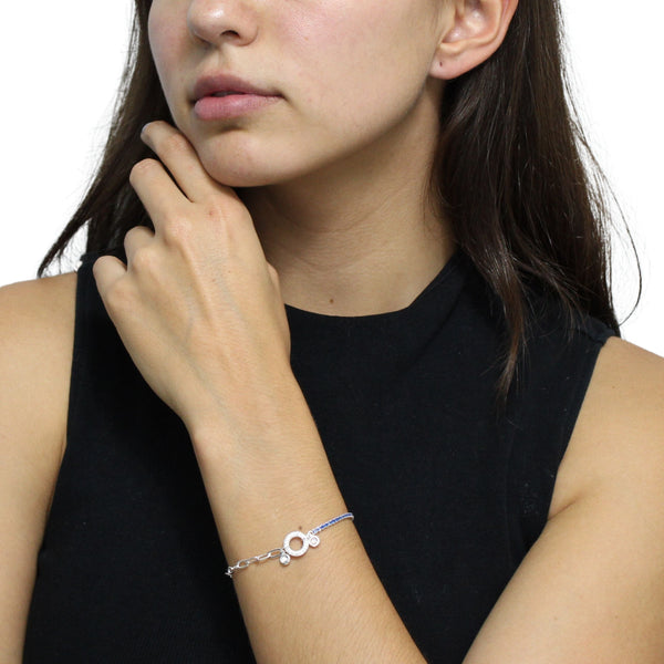 Pulsera Con Círculo Mitad Circonia Mitad Eslabón
