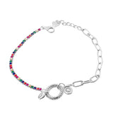Pulsera Con Círculo Mitad Circonia Mitad Eslabón