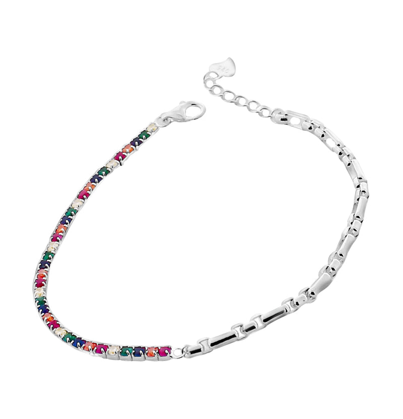 Pulsera Mitad Circonia Mitad Eslabón