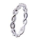 Anillo Trenzado Plata Con Circonia