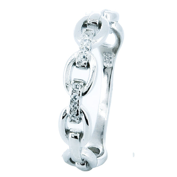 Anillo Cadena De Plata Con Circonia