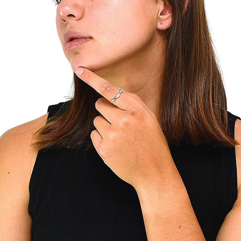Anillo Cuadros De Plata Con Circonia