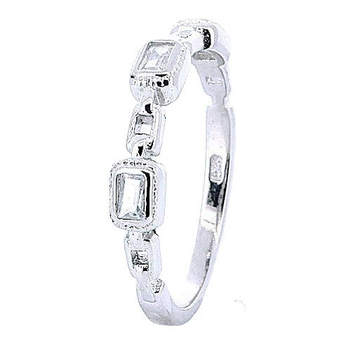 Anillo Cuadros De Plata Con Circonia