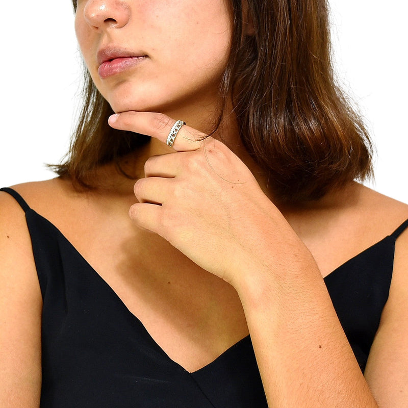 Anillo Doble de Cadena Circonia