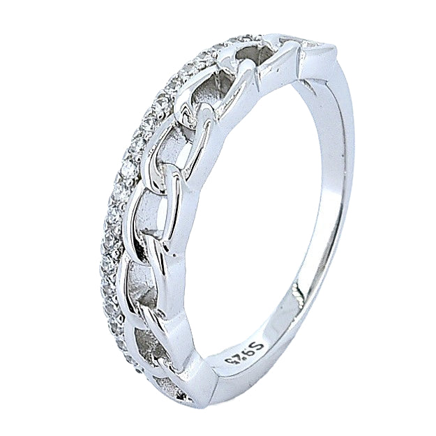 Anillo Doble de Cadena Circonia